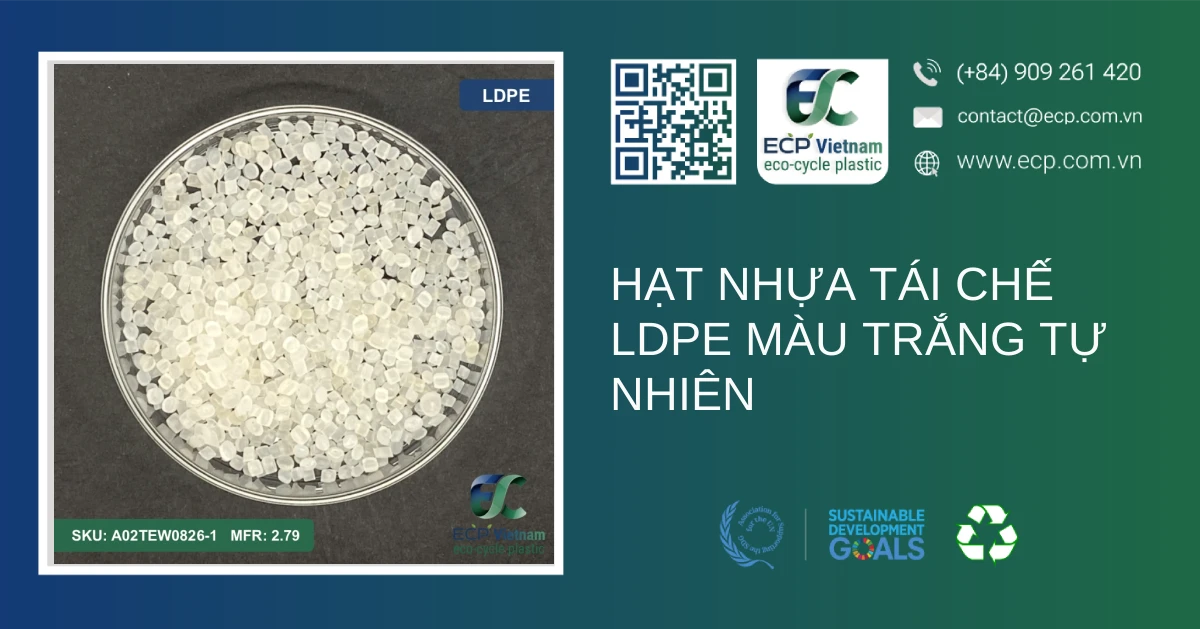 Hạt nhựa tái chế LDPE màu trắng tự nhiên