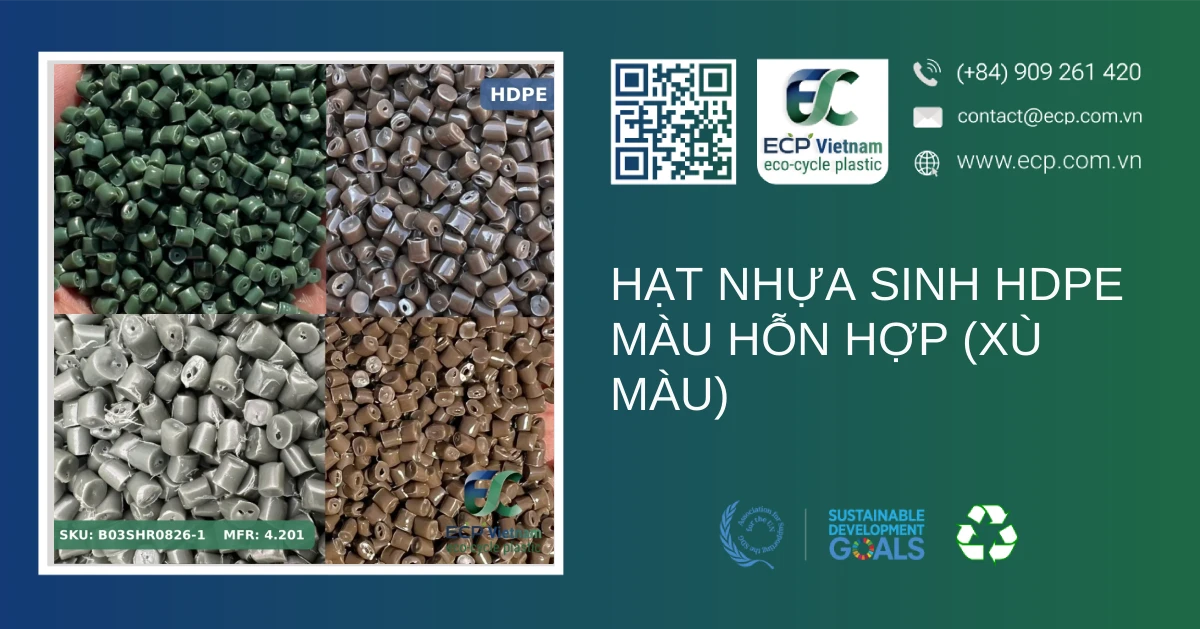 Hạt nhựa sinh HDPE màu hỗn hợp (xù màu)